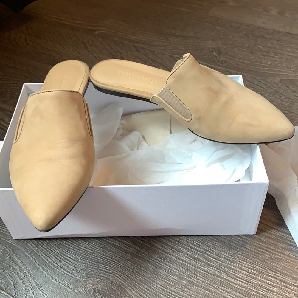 Jenni Kayne Tan Pointed-Toe Backless Mules